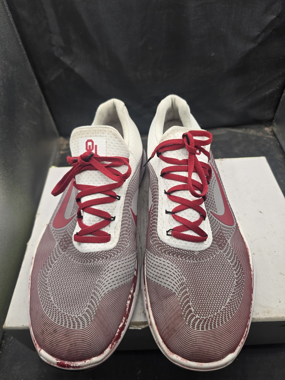 Nike White and Crimson Athletic Sneakers